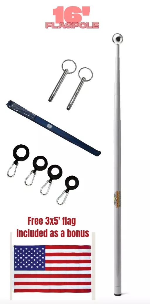 16' Telescoping RV Flagpole | Fiberglass Flagpole