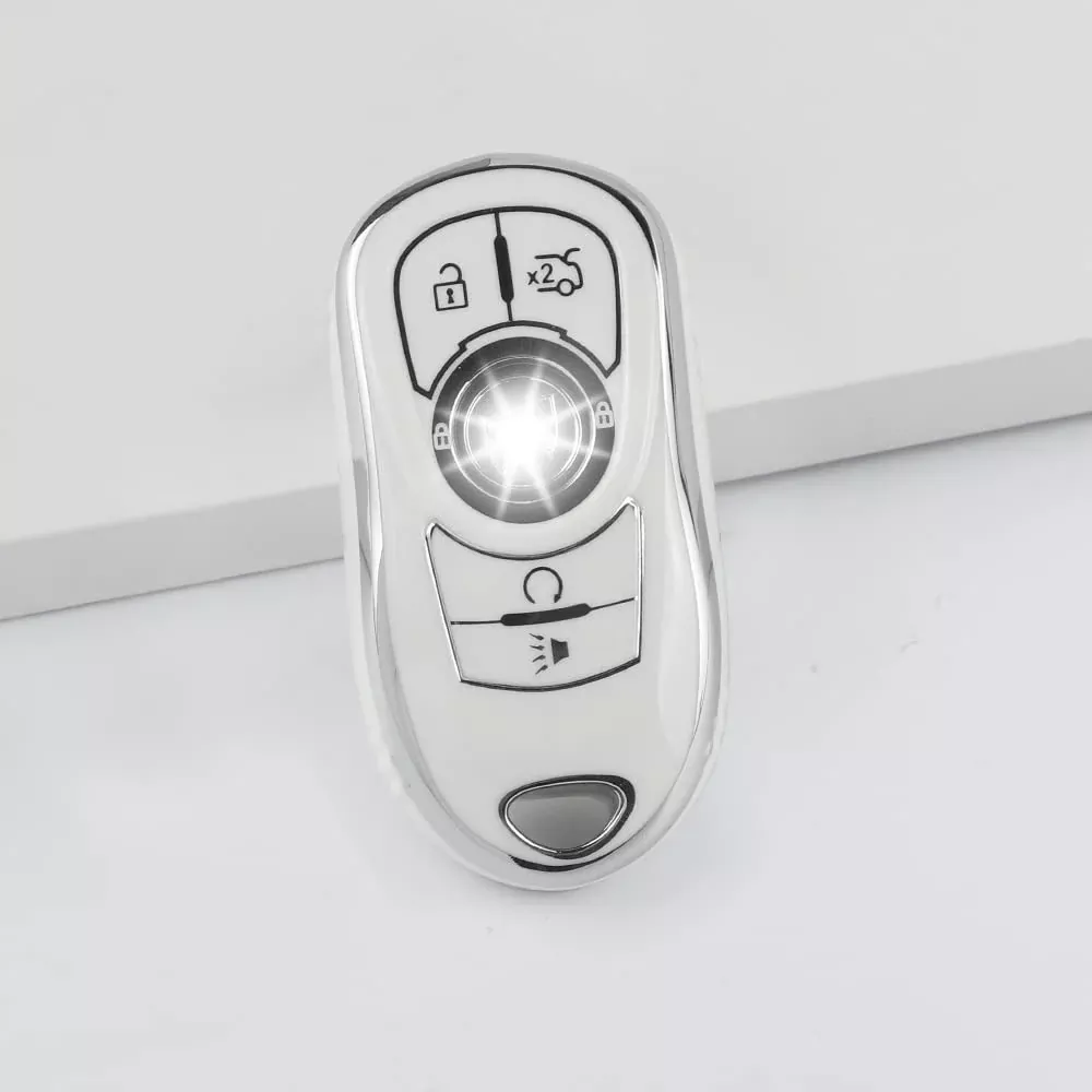 1797 For Buick Key Fob Cover Encore Enclave Lacrosse Envision Regal Accessories Car Remote Case Shell Girly Cute 6 Button White Silver Tpu