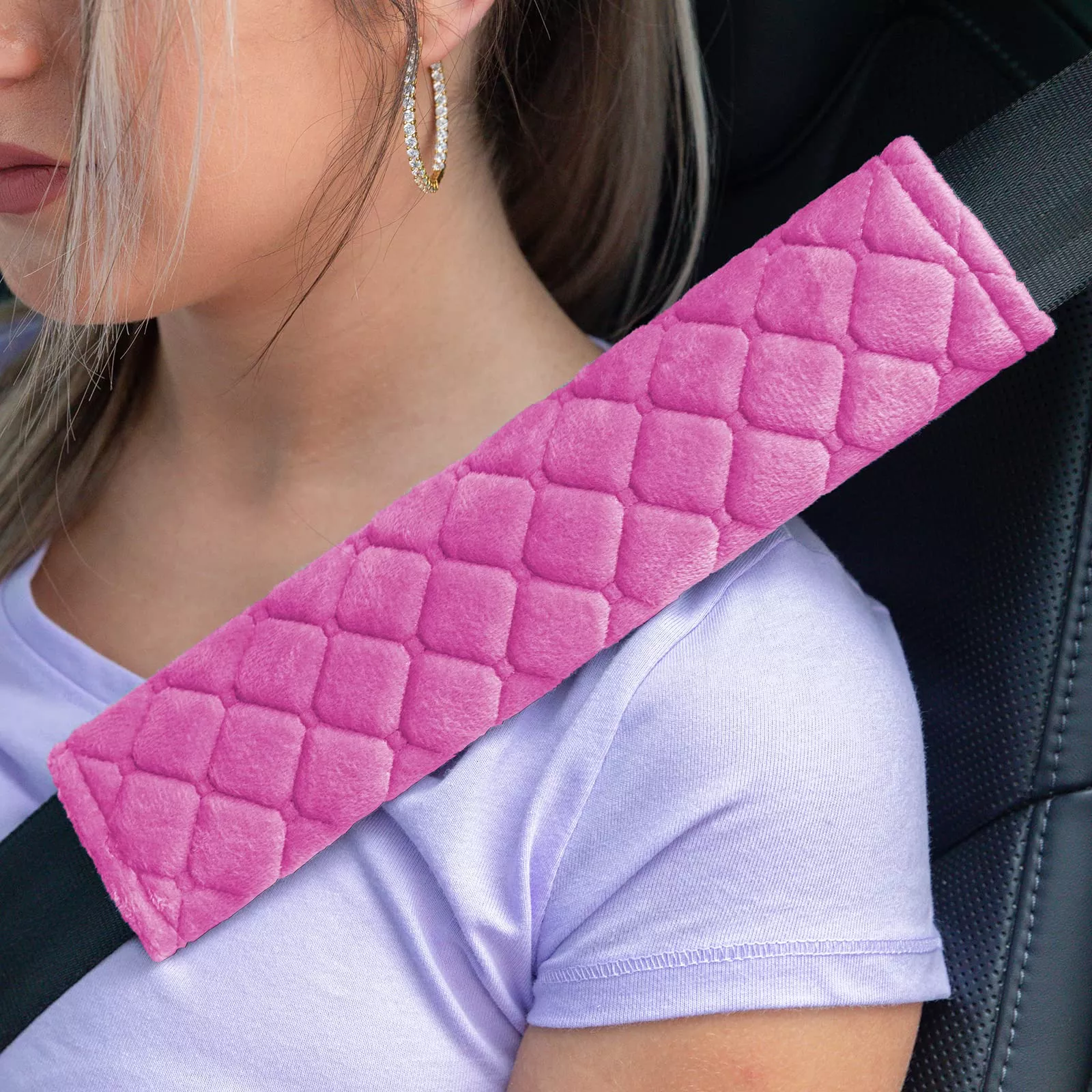 2Pcs Car Seat Belt Cover Pads, Shoulder Seatbelt Pads Cover, Safety Belt Strap Shoulder Pad For Adults And Children (Pink)