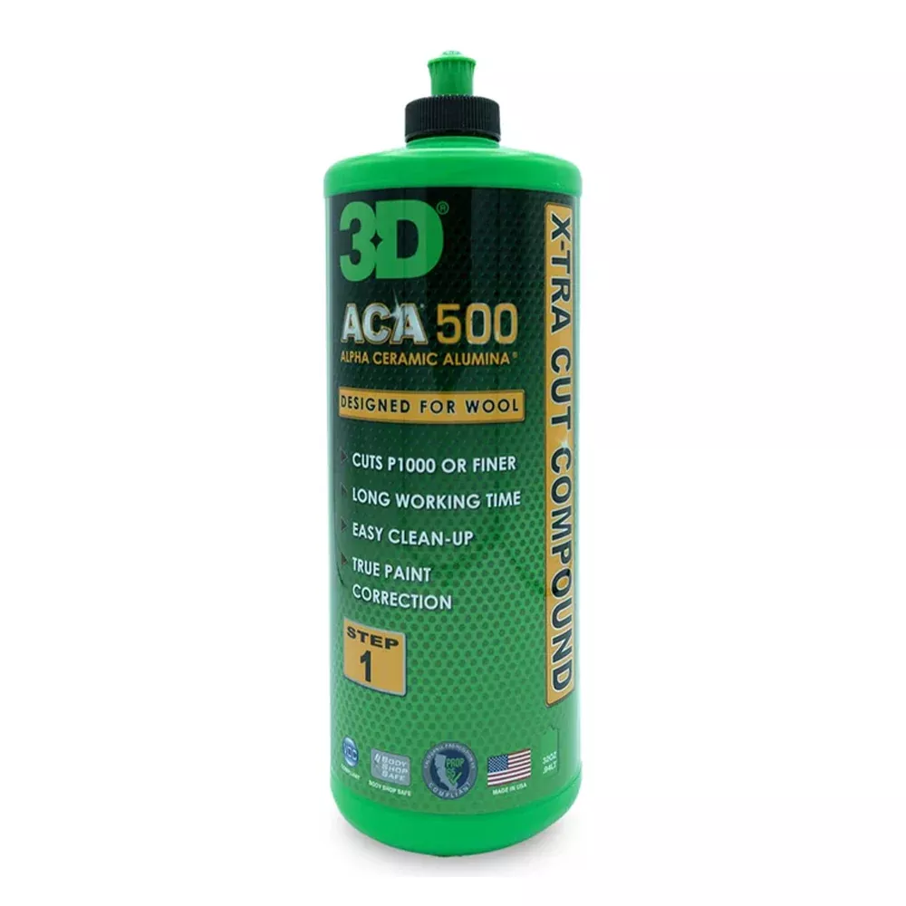 3D ACA 500 X-Tra Cut Compound 946ml Step 1 Cuts P1000 Cutting Wool Pad Buffing
