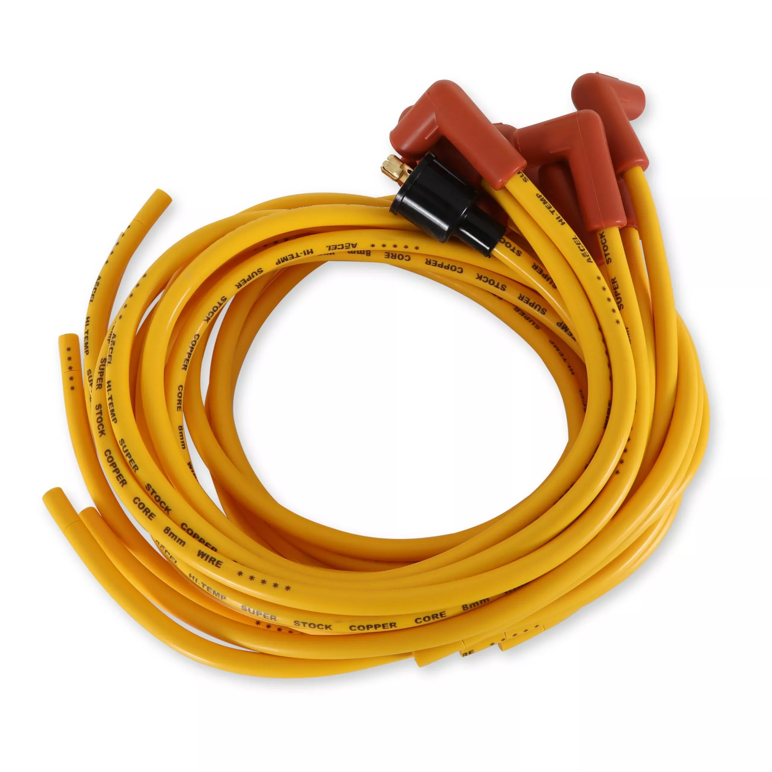 Accel 4039 Spark Plug Wire Set – 8Mm – Yellow With Orange Straight Boots