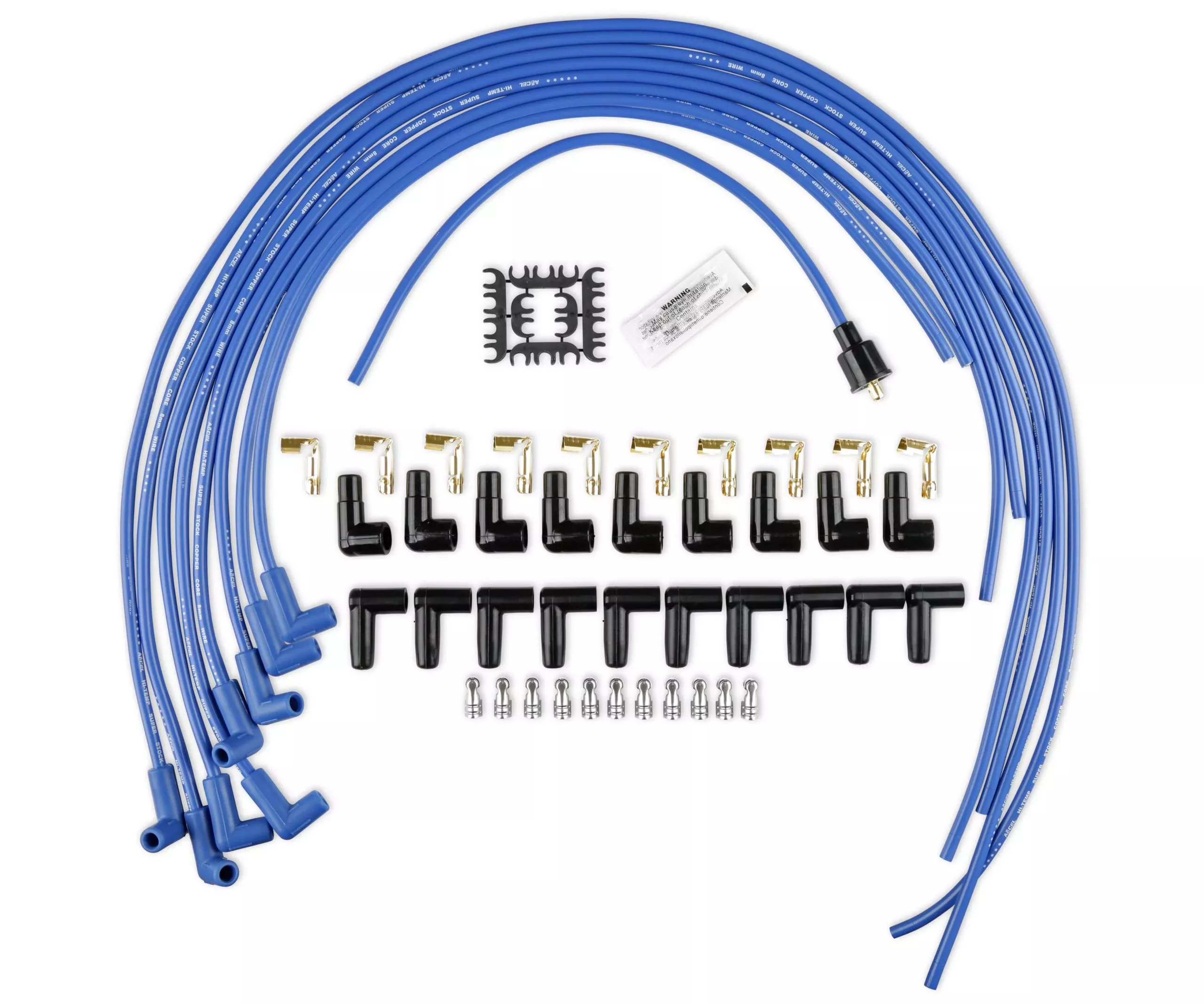 Accel 4039B Spark Plug Wire Set – Super Stock Copper Core 8Mm – 90 Deg. Boots – Blue
