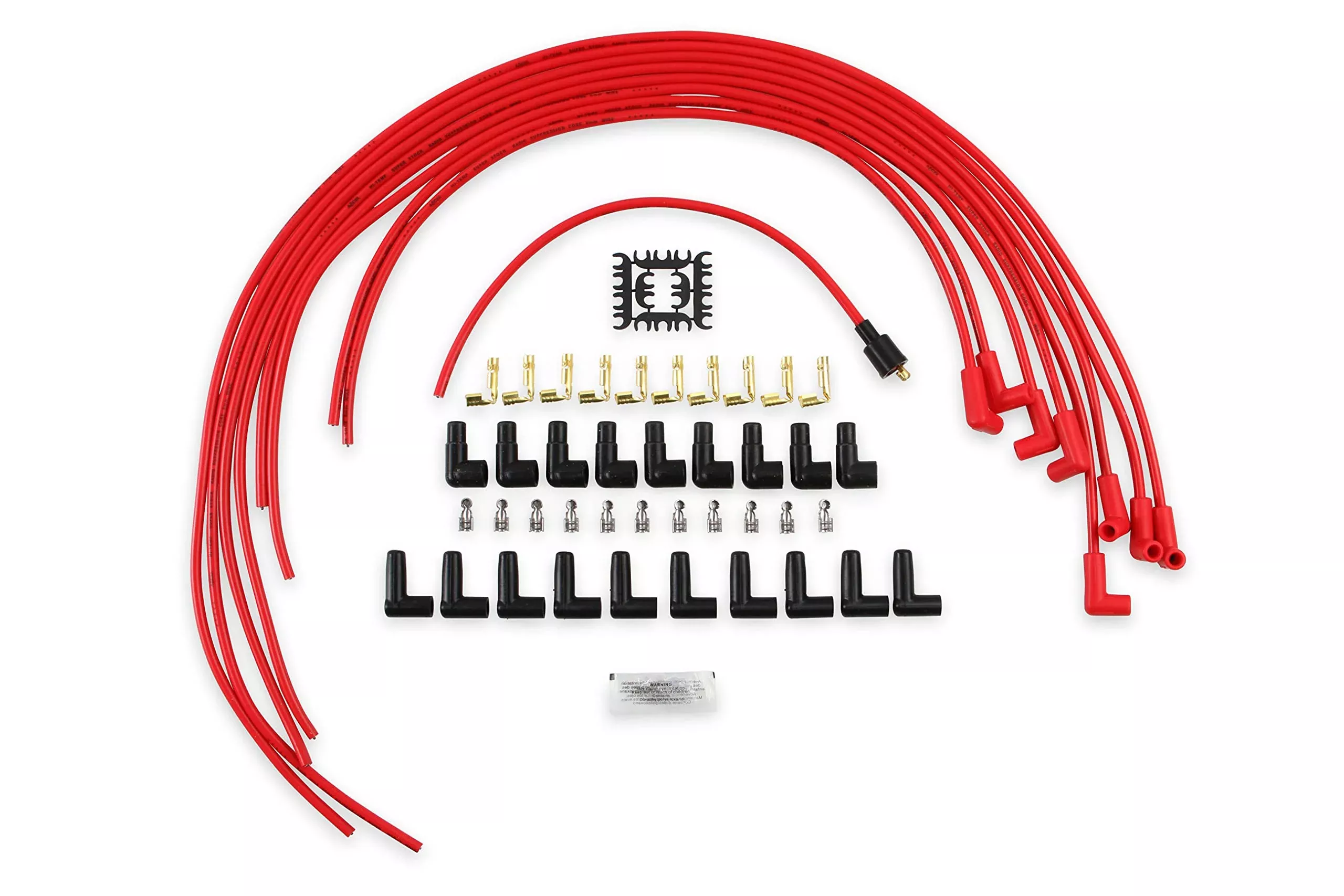 Accel 4041R Spark Plug Wire Set- 8Mm – Super Stock Universal With Graphite Core – Red Wire With Red 90 Degree Boots