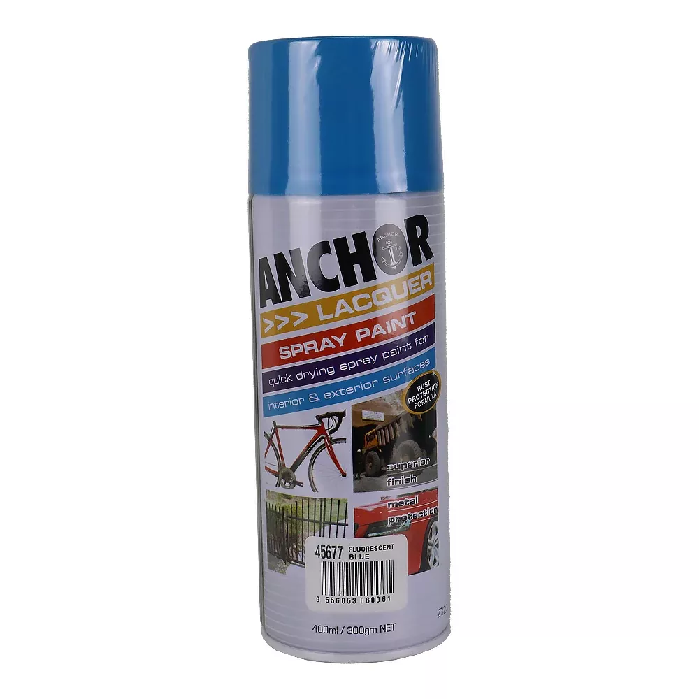 ANCHOR Lacquer Spray Paint Fluorescent Blue 300gm Aerosol Quick Drying