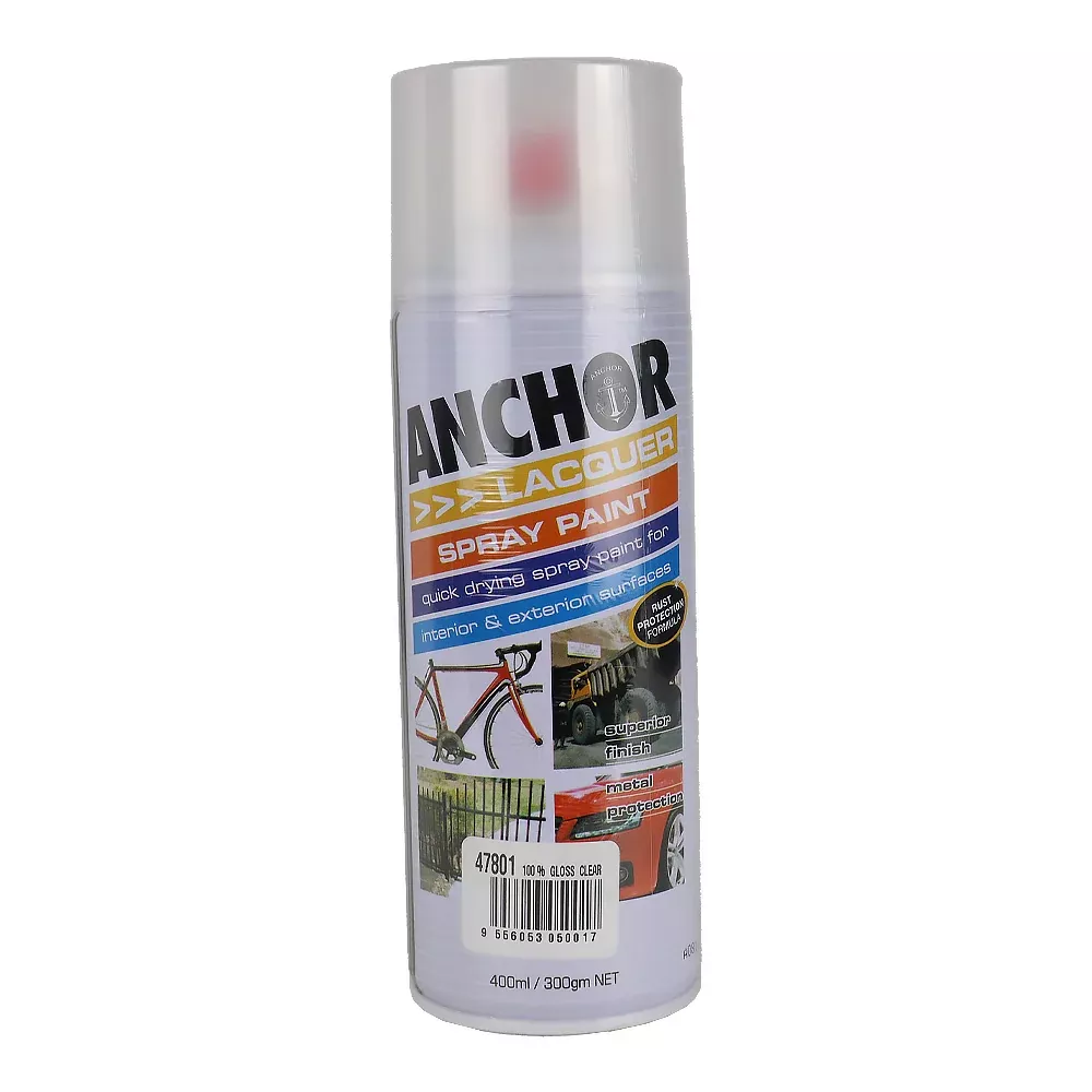 ANCHOR Lacquer Spray Paint Gloss Clear 300gm Aerosol Quick Drying