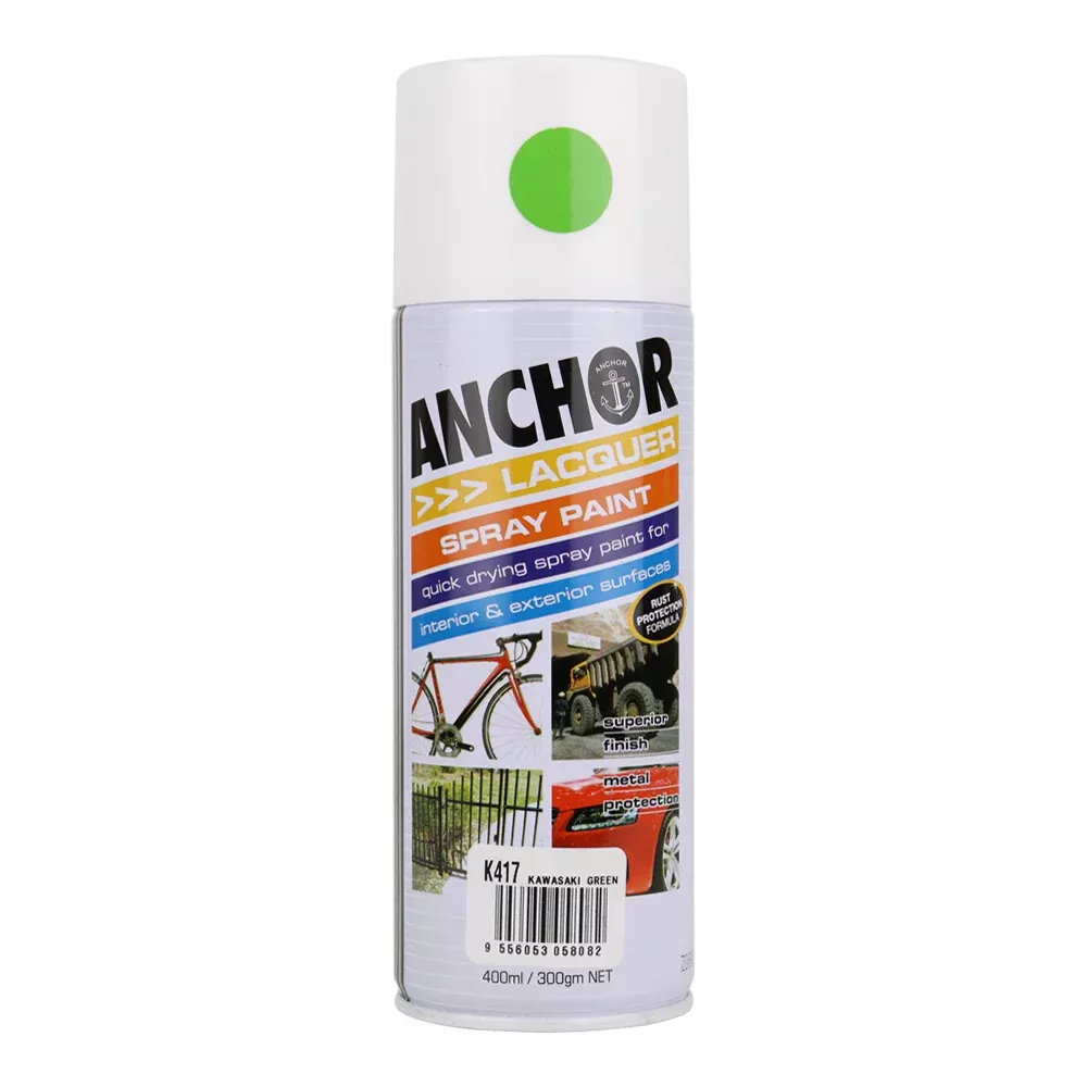 ANCHOR Lacquer Spray Paint Kawasaki Green 300gm Aerosol Quick Drying