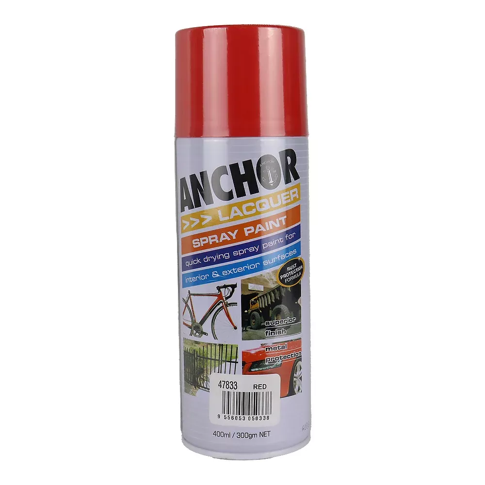 ANCHOR Lacquer Spray Paint Red 300gm Aerosol Quick Drying