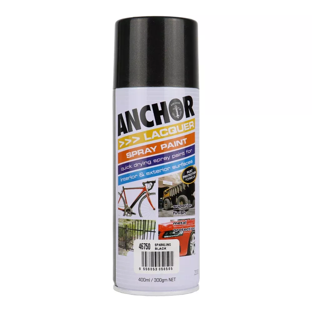 ANCHOR Lacquer Spray Paint Sparkling Black 300gm Aerosol Quick Drying