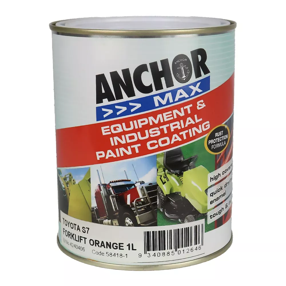 ANCHOR MAX Forklift Orange S7 1L Industrial Enamel Paint High Durability