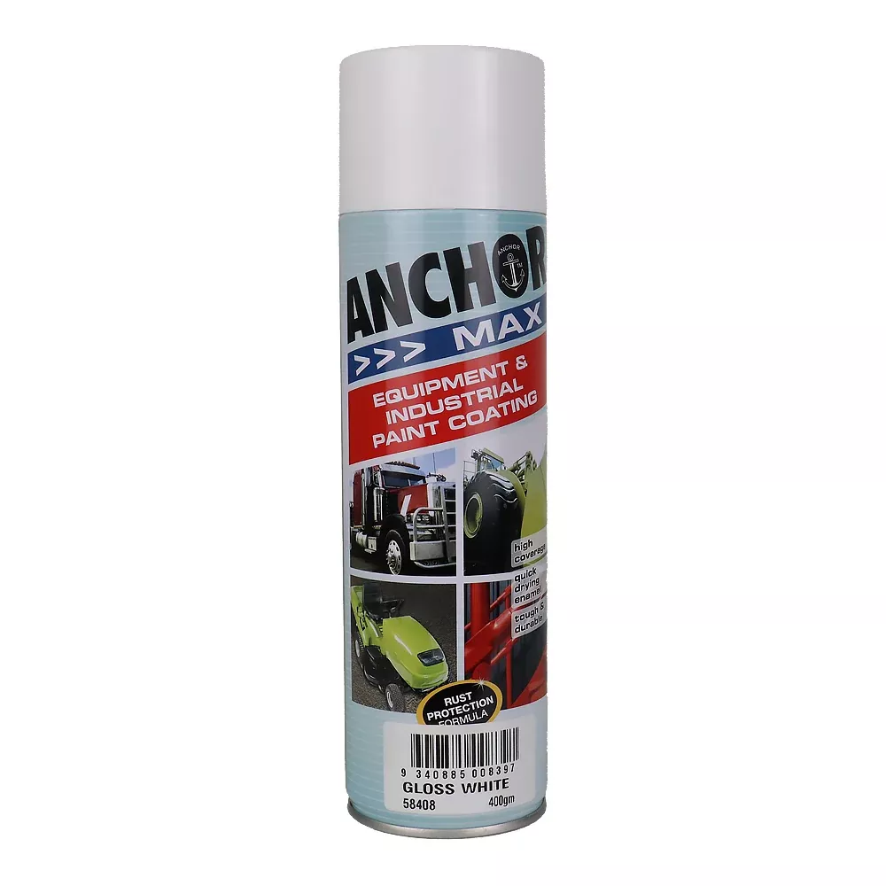 ANCHOR MAX Gloss White 400gm Industrial Spray Paint High Coverage
