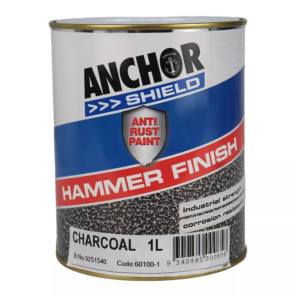 ANCHOR Shield Hammer Finish Charcoal 1L Protective Enamel Paint Industrial