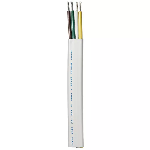 Ancor Trailer Cable - 16/4 AWG - Yellow/White/Green/Brown - Flat - 100'
