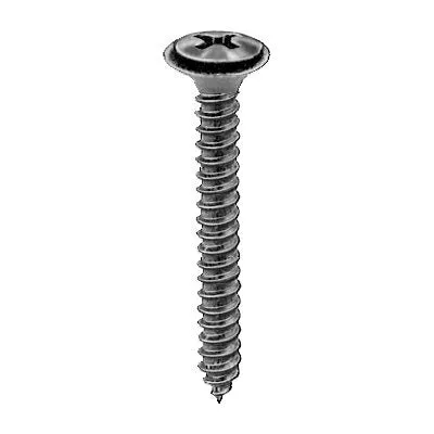 Au-ve-co 10654 Tapping Screw With Flush Washer, #8 Thread, 1-1/4 in OAL, Phillips Oval, Sems Head, Black Oxide