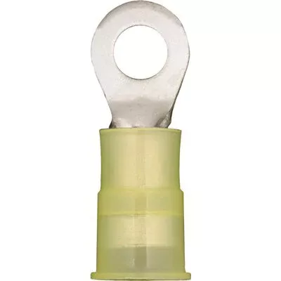 Au-ve-co 12151 Solderless Ring Terminal, 12 to 10 AWG Wire, Electrolytic Copper, Yellow