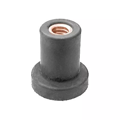 Au-ve-co 13010 Well Nut With Captive Brass Nut, System of Measurement: Imperial, 1/4-20 Thread, Neoprene