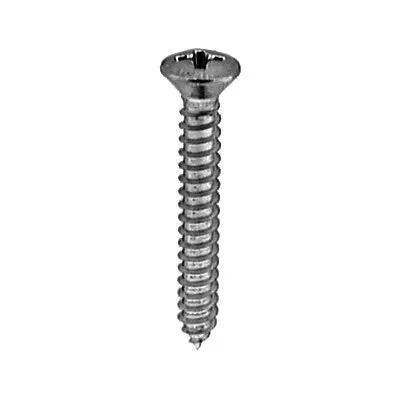 Au-ve-co 2716 Tapping Screw, #8 Thread, 1-1/4 in OAL, Phillips Oval Head, Chrome