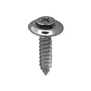 Au-ve-co 2751 Tapping Screw With Countersunk Washer, #8 Thread, 3/4 in OAL, Phillips Oval, Sems Head, Chrome