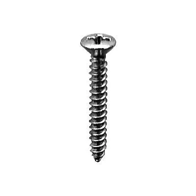 Au-ve-co 9405 Tapping Screw, #8 Thread, 1 in OAL, Phillips Oval Head, Stainless Steel
