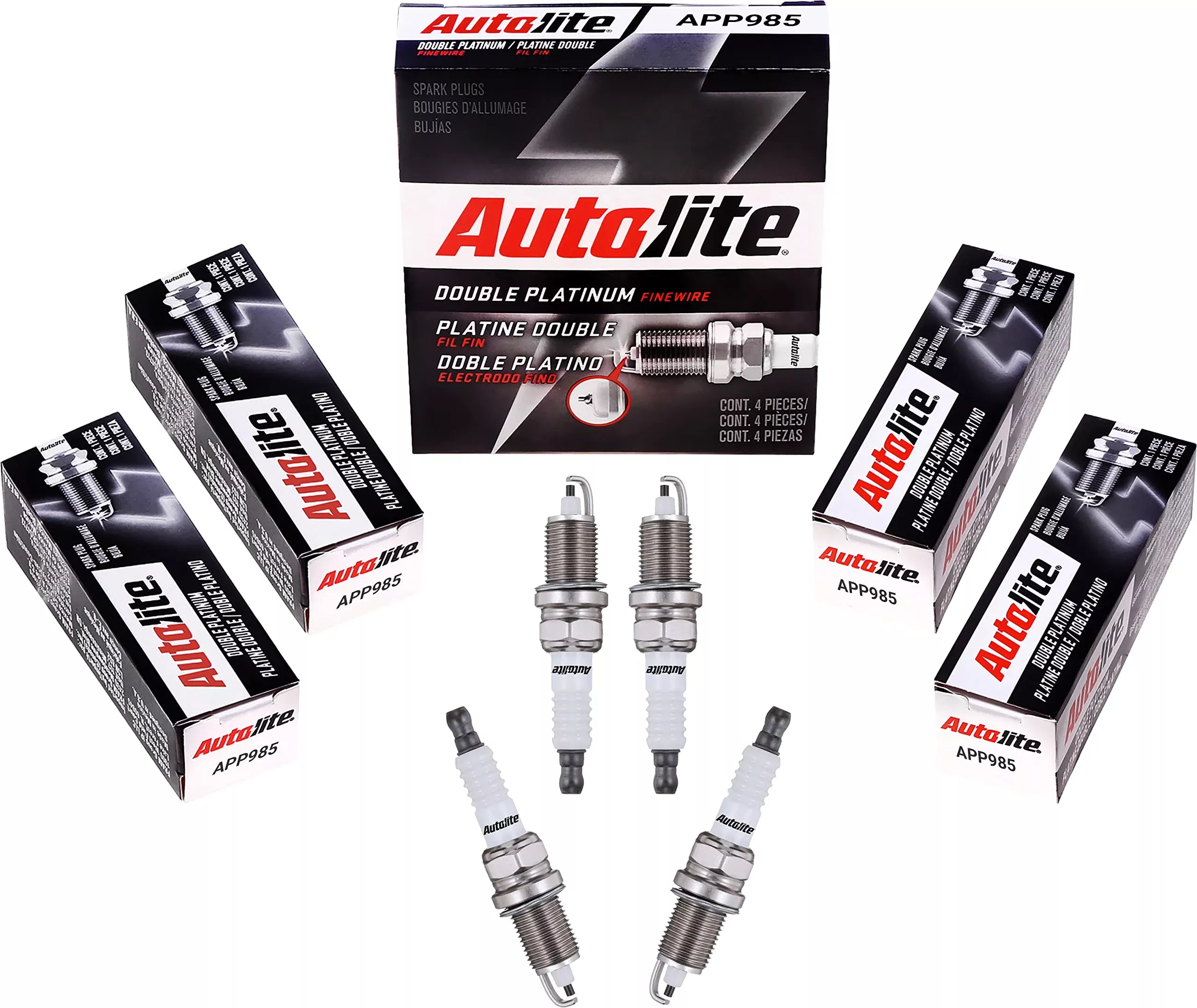 Autolite App985 Double Platinum Automotive Replacement Spark Plugs (4 Pack)