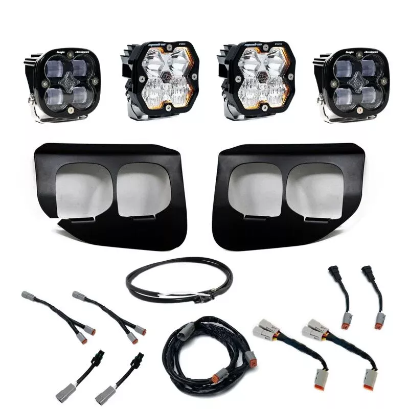 Baja Designs 20-22 Ford SD Squadron Pro/SAE 2.0 Dual Fog Pocket Kit Upfitter (SAE Fog) – Clear