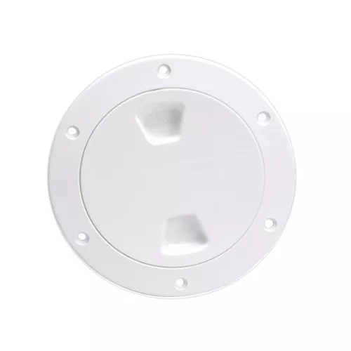 Beckson 4" Smooth Center Screw-Out Deck Plate - White