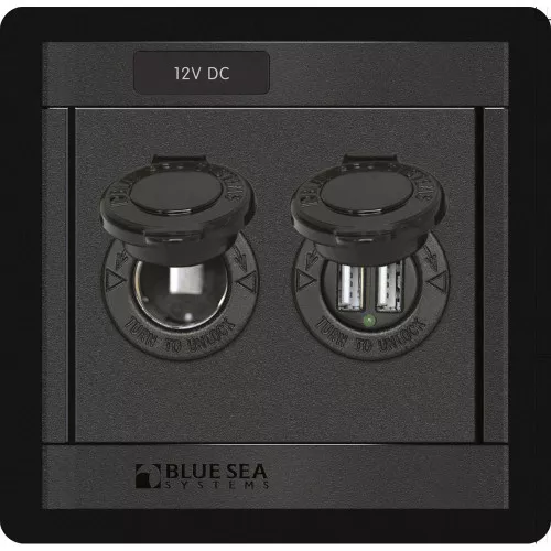 Blue Sea 360 Panel - 12V DC Socket & Dual USB Charger ? Marine 12V Socket