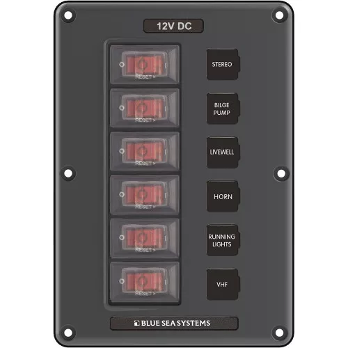 Blue Sea 4322 Circuit Breaker Switch Panel 6 Position - Gray