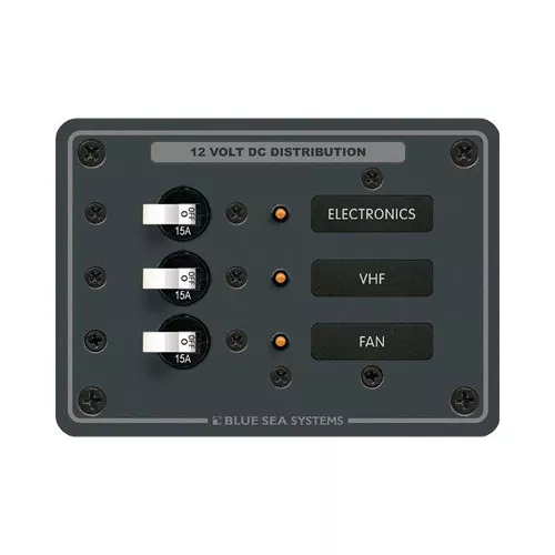 Blue Sea 8025 DC 3 Position Breaker Panel(White Switches)