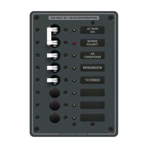 Blue Sea 8027 AC Main +6 Position Breaker Panel (White Switches)