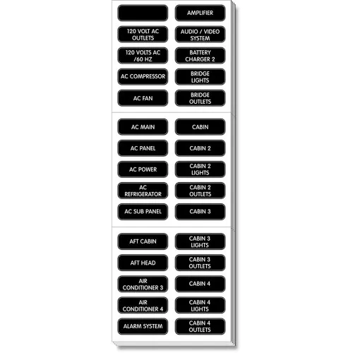 Blue Sea 8067 AC Panel Extended 120 Label Set