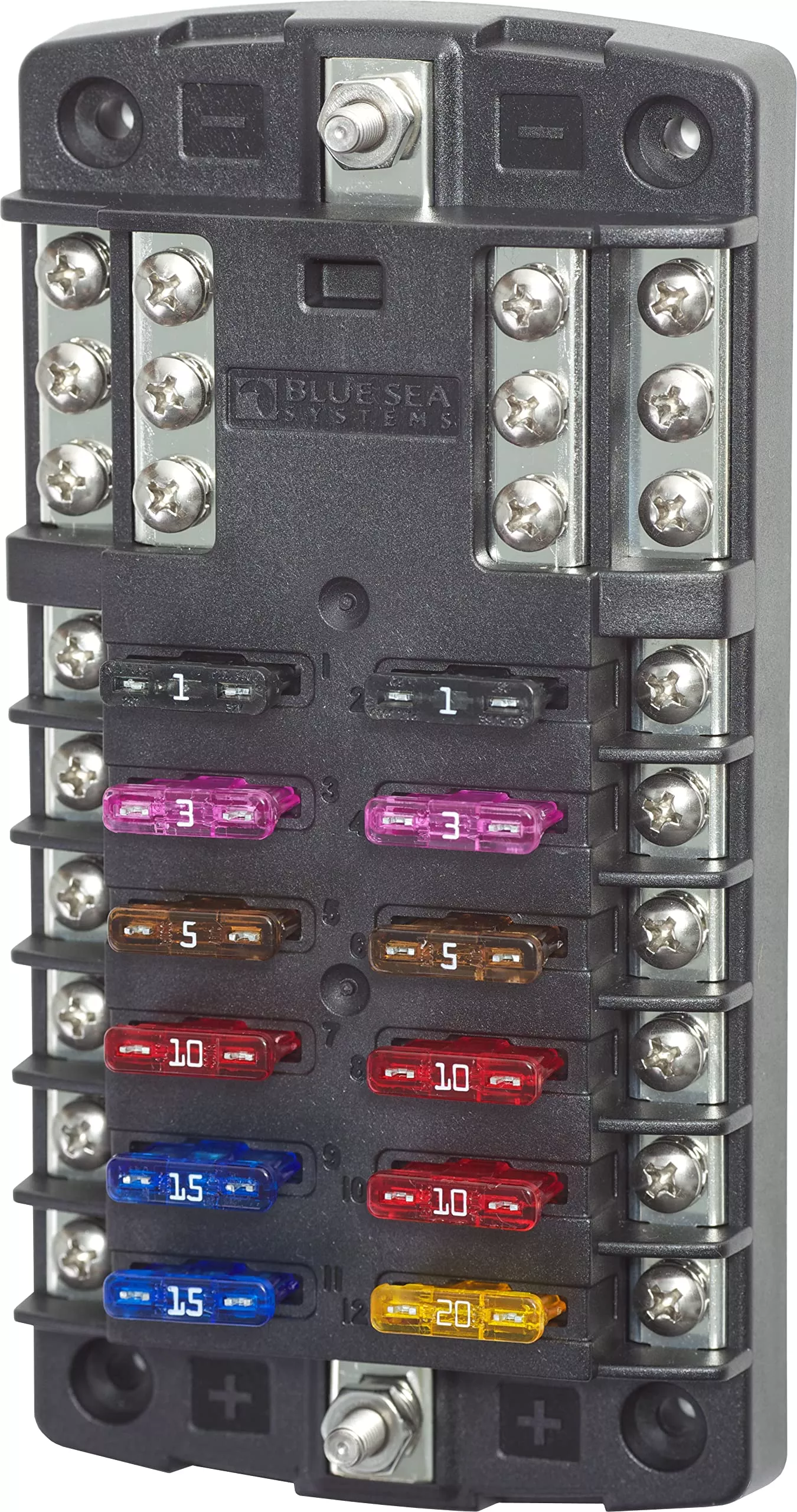 Blue Sea Systems 5031 St Blade Fuse Block 12 Circuit With Ground