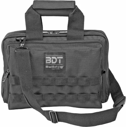 Bulldog Cases Deluxe 2 Pistol Range Bag w/ Strap & MOLLE, Black BDT917B