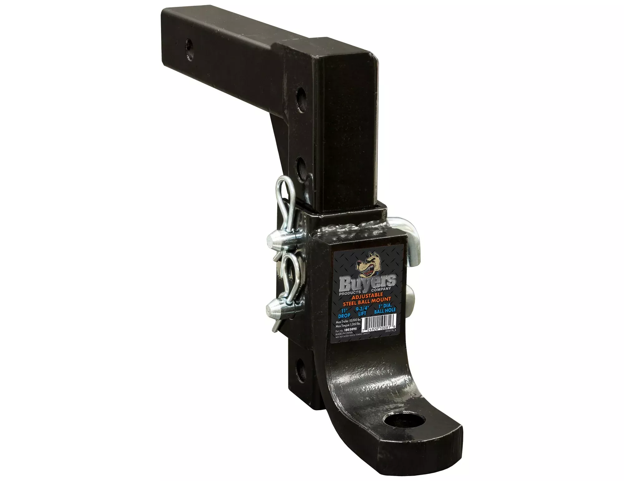 Buyers Products 1803095 4-Position 2 Inch Solid Shank Adjustable Ball Mount , Black