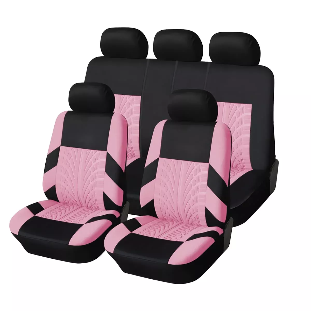 Car Seat Covers Full Set, Polyester Front Bucket Seat Protectors With Split Bench Back Seat Covers, Breathable Thicken Premium Sporty Seat Cushions, Auto Accessories For Car, Suv (Gray/Front,Back)