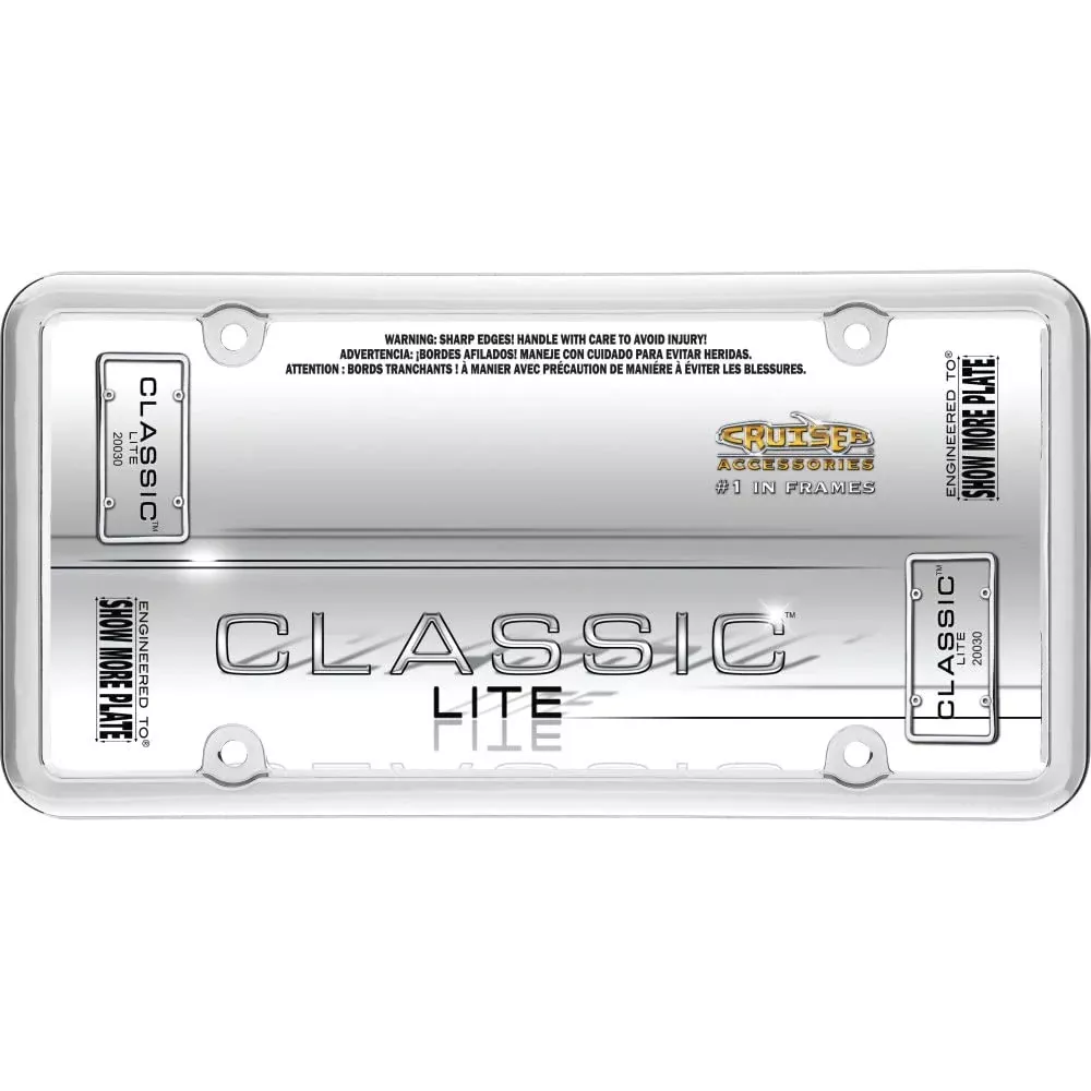 Cruiser Accessories 20030 Classic Lite License Plate Frame, Chrome