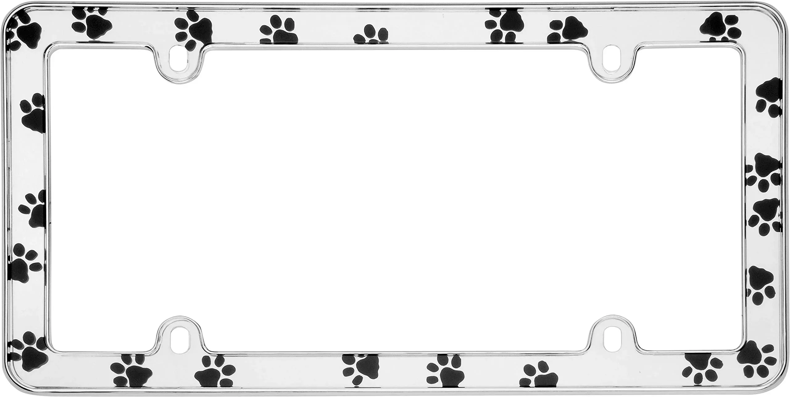 Cruiser Accessories 23033 Paws License Plate Frame – Chrome, White, Standard