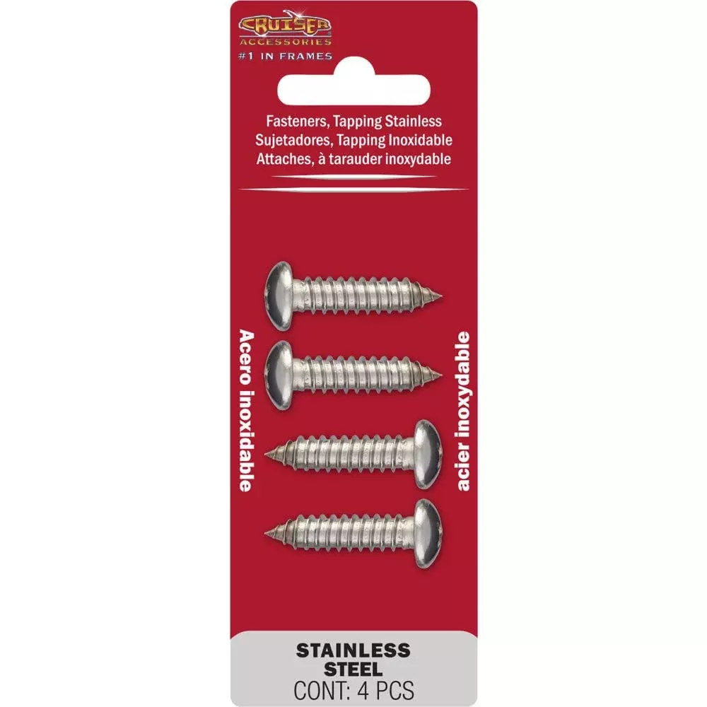Cruiser Accessories 80430 License Plate Frame Fasteners, Tapping Stainless