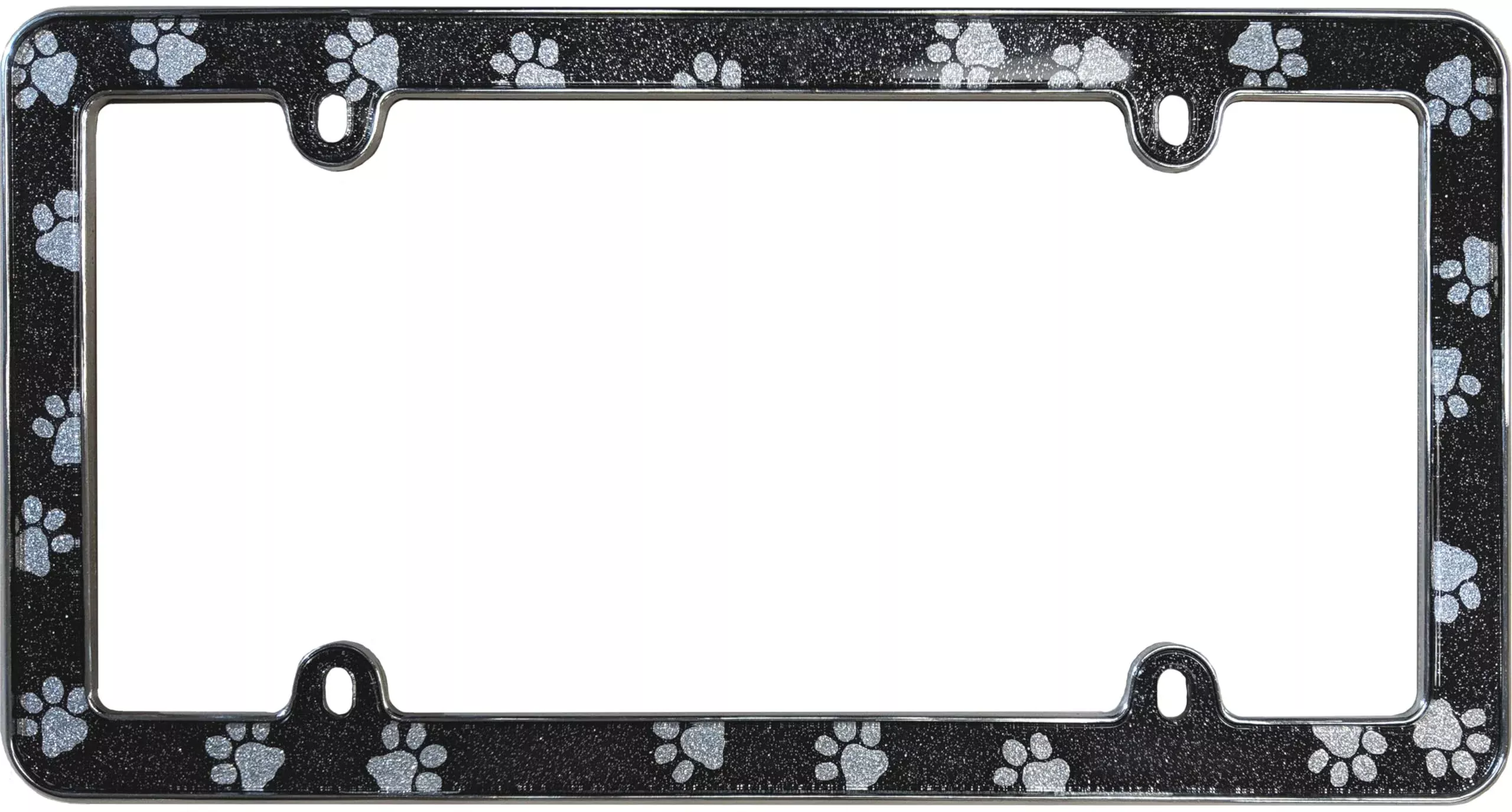 Cruiser Accessories Paws Bling License Plate Frame, Black/Chrome