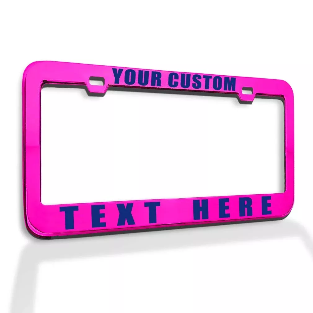 Custom License Plate Frame Custom Personalized Text Funny Metal Cute Car Accessories License Plate Holder Black 2 Holes 1 Frame