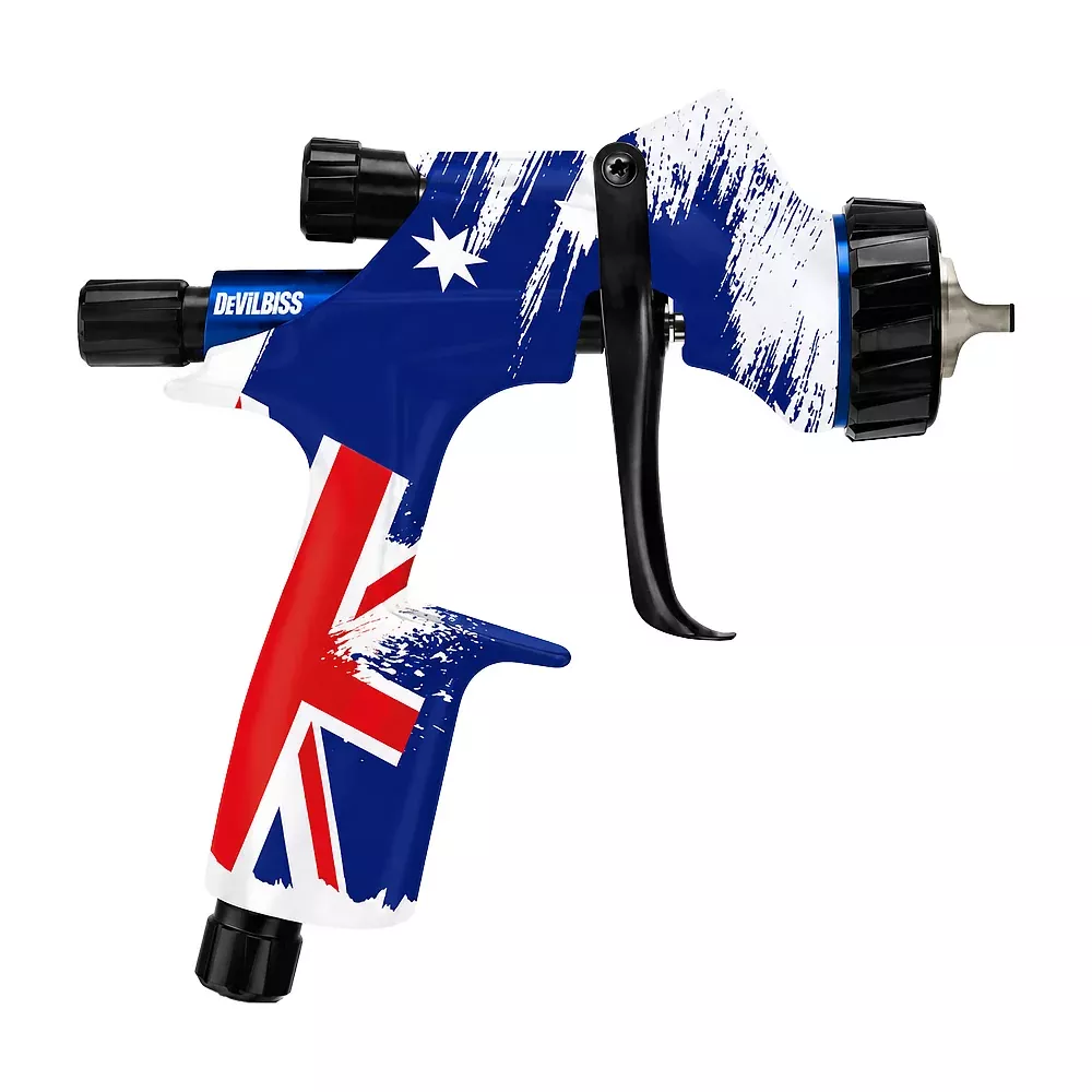 DEVILBISS Limited Edition True Blue DV1 Basecoat 1.3mm Gravity Gun & Cup Kit B+ Aircap