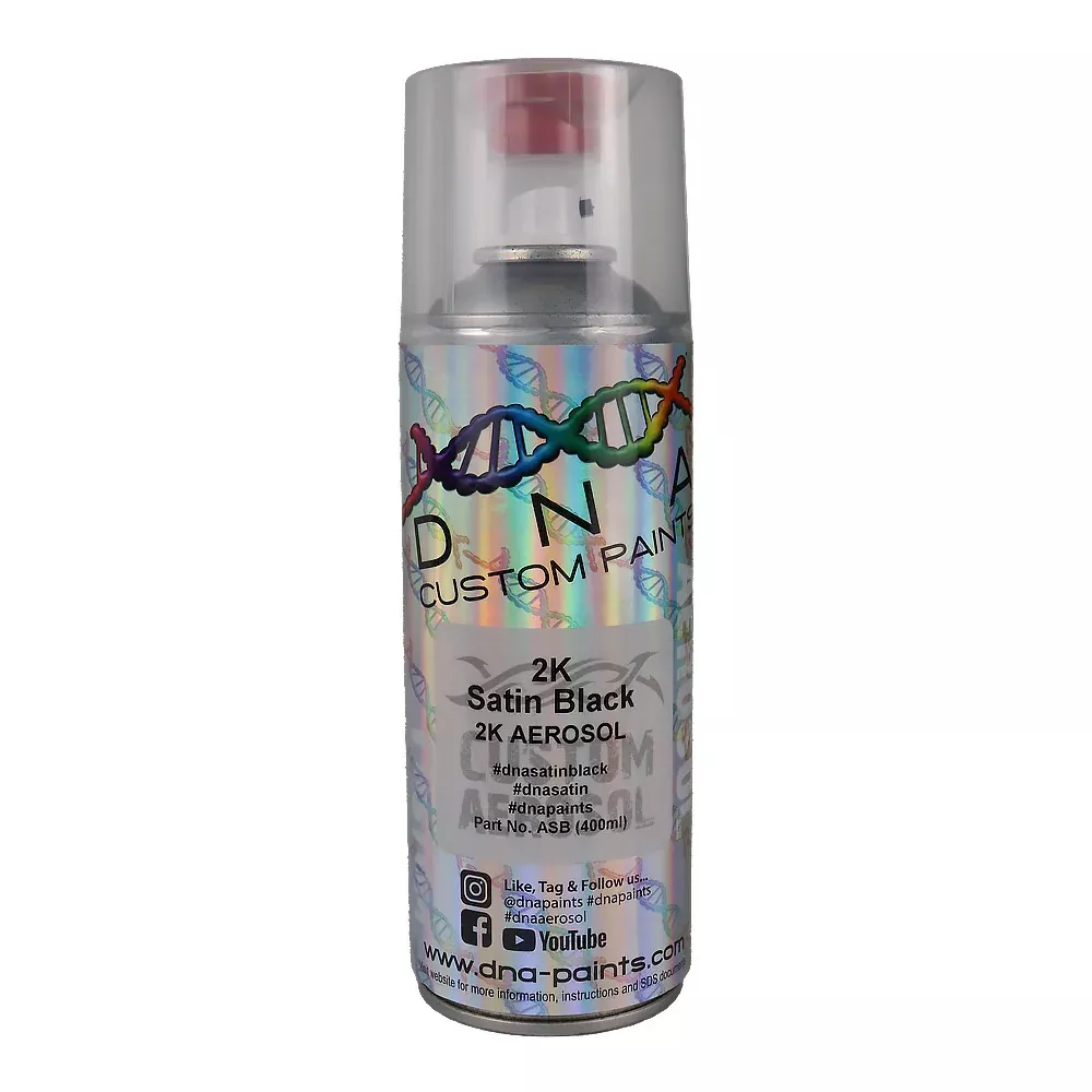 DNA 2K Satin Black Spray Paint 350ml Aerosol Professional Automotive Coating