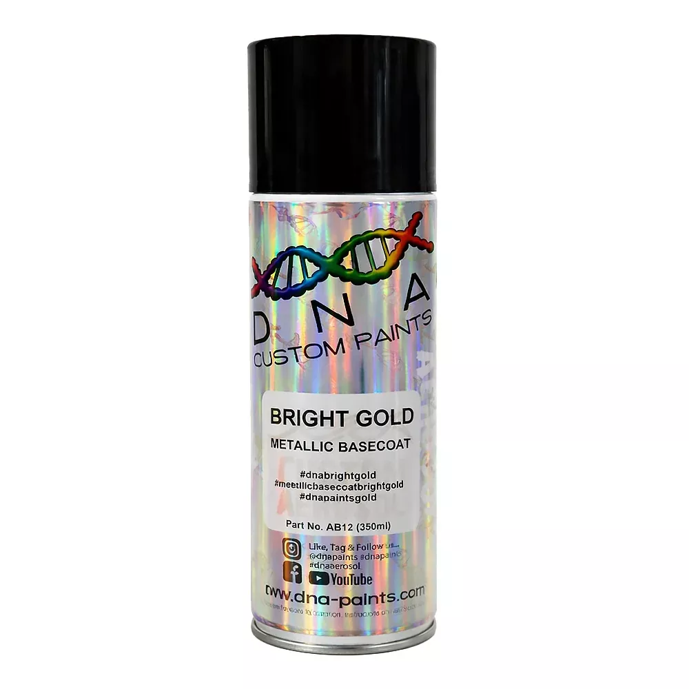 DNA PAINTS Metallic Basecoat Spray Paint 350ml Aerosol Bright Gold
