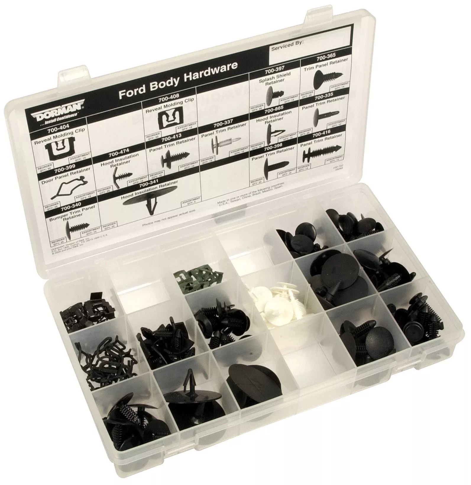 Dorman 030-722 Body Retainer Tech Tray, 164 Piece Universal Fit