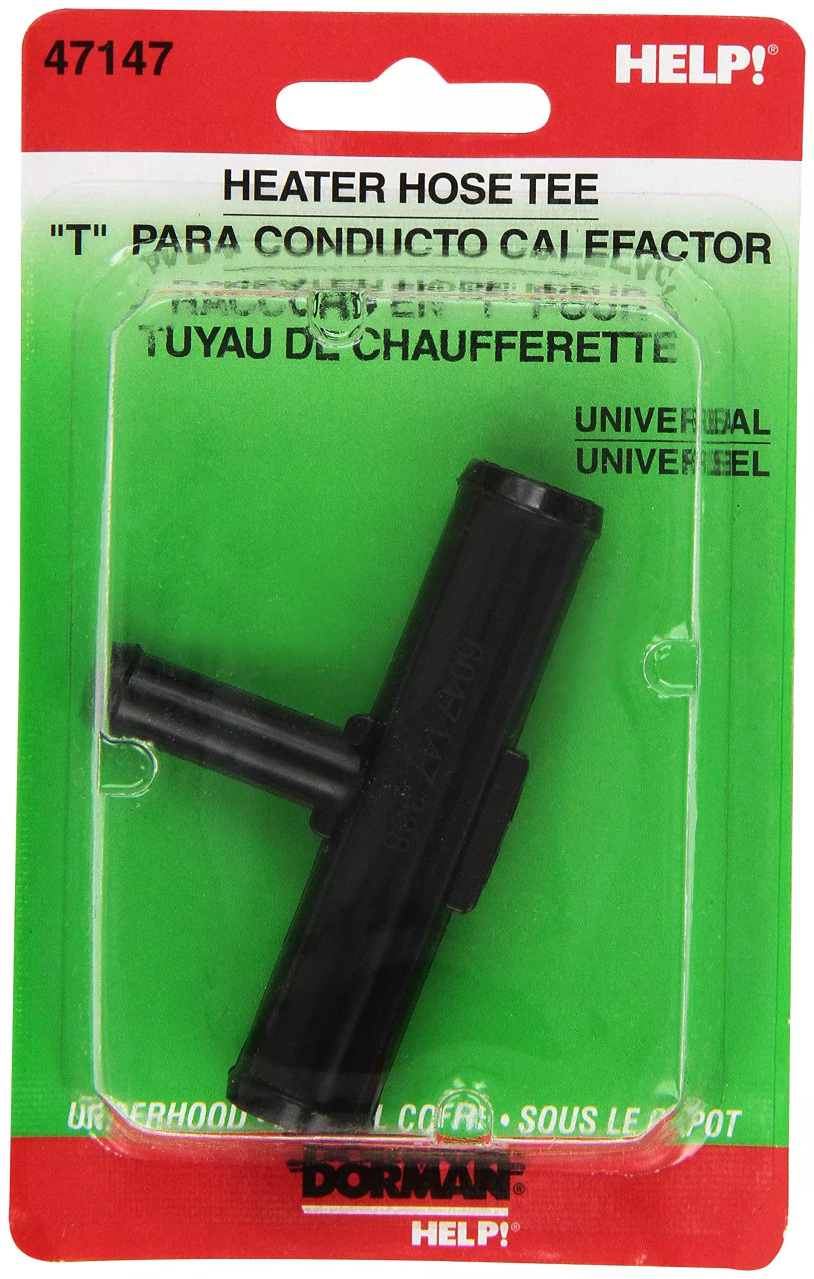 Dorman Heater Hose Connector Tee – 5/8″ x 3/8″ x 5/8″, Plastic, Black, Model 47147
