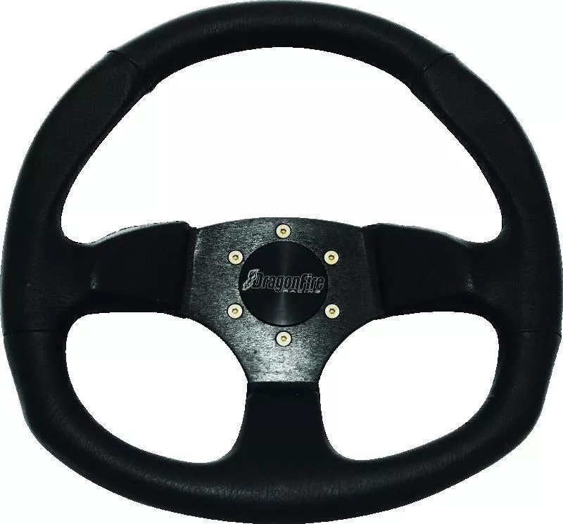 DragonFire Racing Steering Wheels – D-Shaped- Vinyl- Black- 0in offset