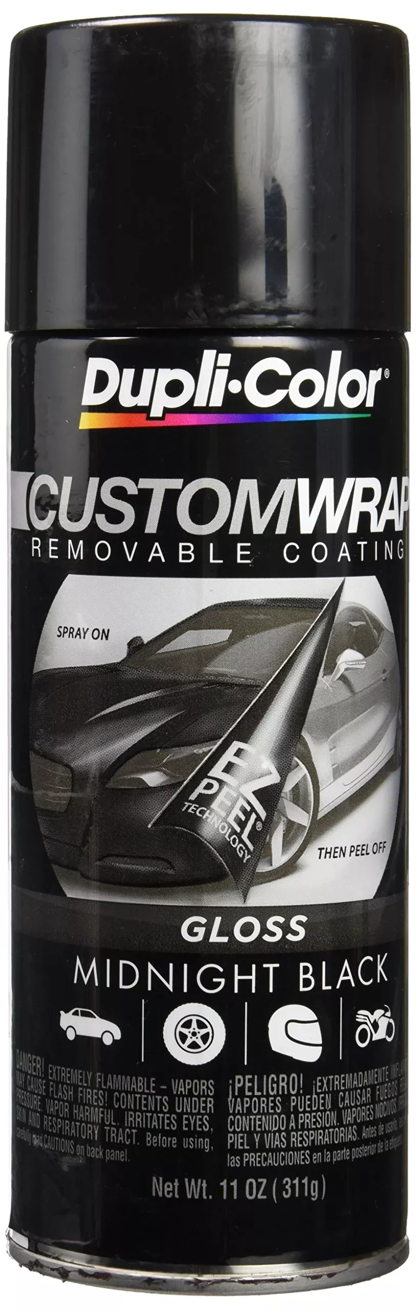 Dupli-Color Custom Wrap Gloss Removable Automotive Paint, 11 oz, Midnight Black, Model ECWRC8400