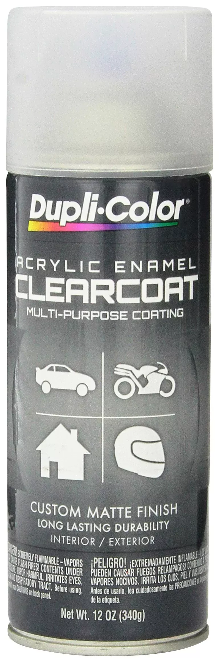 Dupli-Color DA1693 Multi-Purpose Acrylic Enamel Spray Paint, 12 oz, Flat White, Matte Clear Finish, Ideal for Various Surfaces