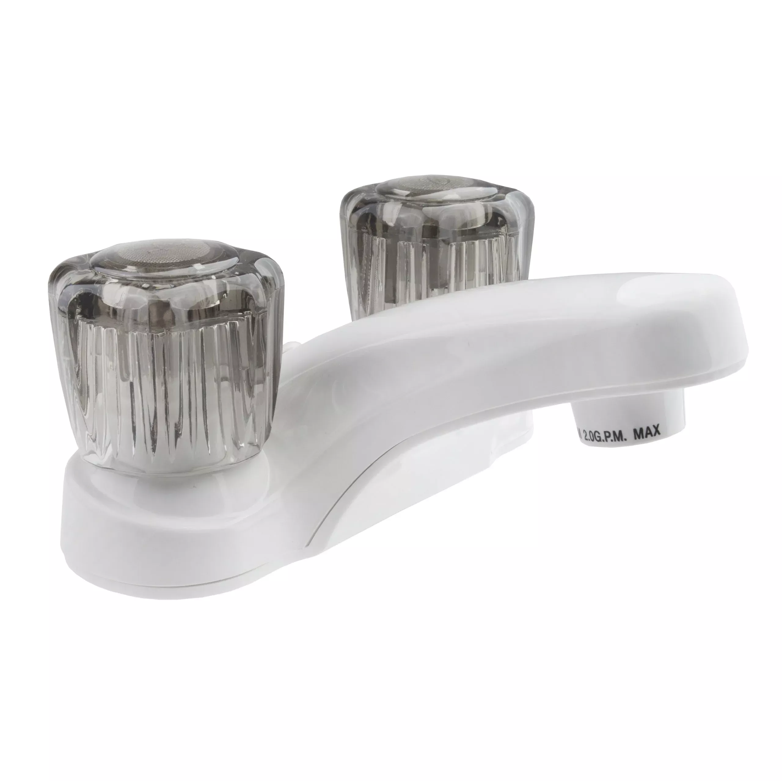 Dura Faucet Df-Pl700S-Wt Rv Bathroom Faucet With Smoked Acrylic Knobs (White)