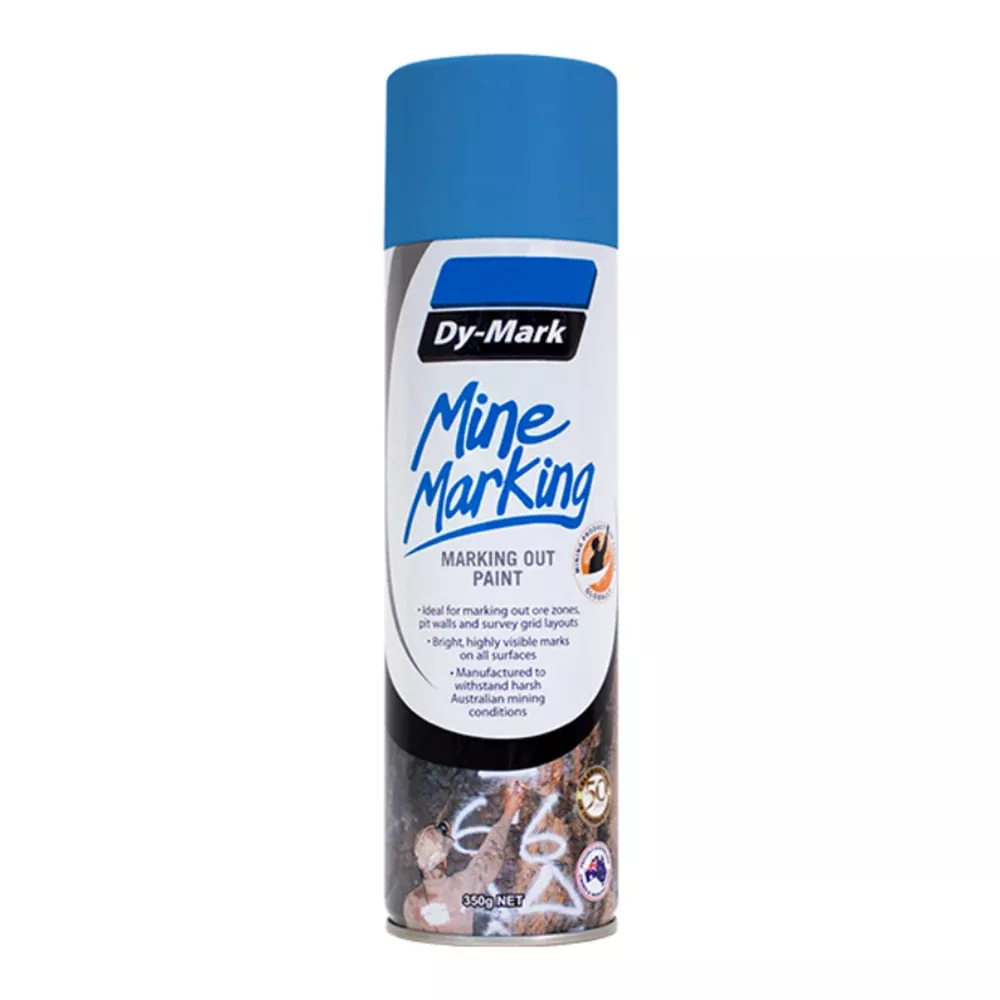 DY-MARK Horizontal Mine Marking Spray Paint Fluro Blue 350g Aerosol Spot Line Mark