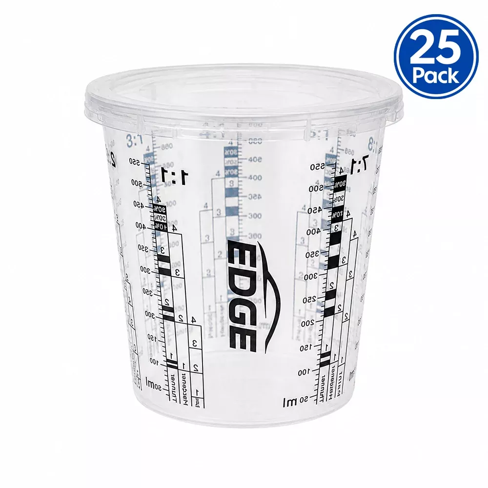 EDGE Paint Mixing Cup With Lid 1370ml Graduated 1100ml Measuring Container 25 Pack